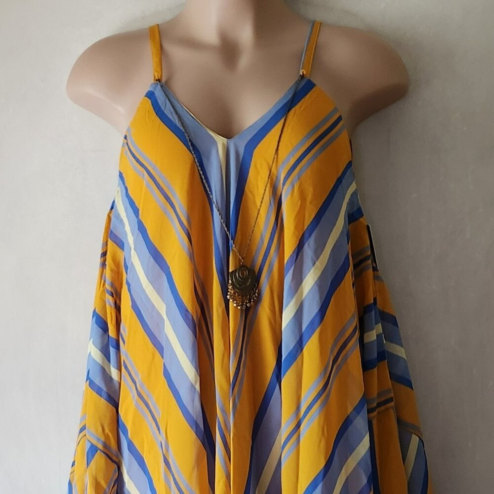 Mlle Gabrielle Yellow and Blue Striped Maxi Dress